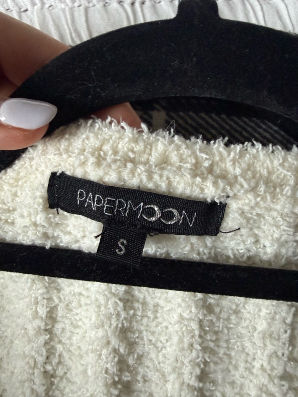 Papermoon Two-Tone Ribbed Button Cardigan - Cream & Tan - Picture 2 of 2
